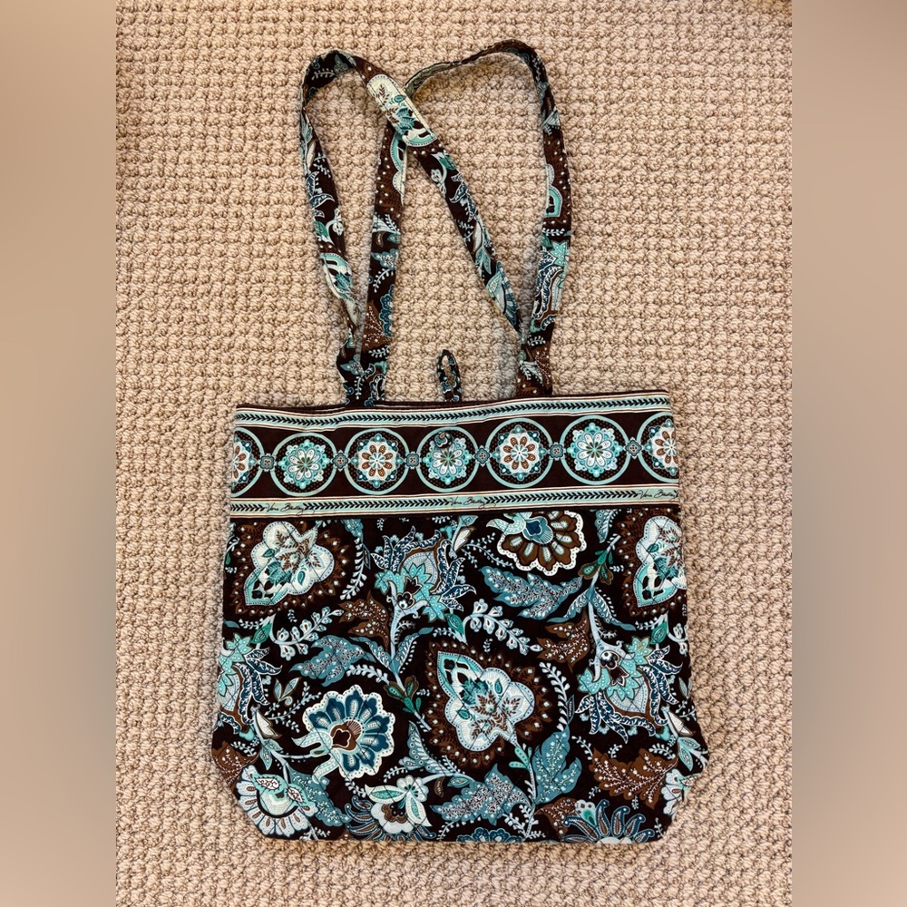 Vera Bradley Patterned Tote Bag - Brown and Blue